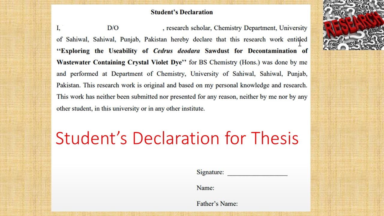 how to write a declaration for a research paper
