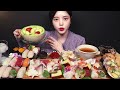 SUB)비쥬얼폭발! 여러가지 초밥에 사시미회 후토마끼 먹방🍣 디저트로 메론까지🍈 과일 리얼사운드 Sushi & Sashimi Mukbang Asmr