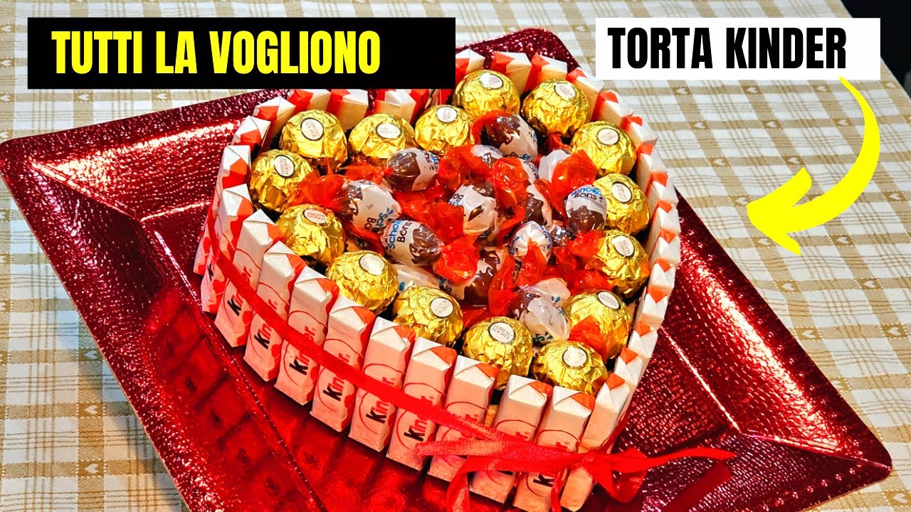 Torta Cuore fai da te con Barrette Ovetto e Cioccolato al latte idea regalo  San Valentino festa degli innamorati cioccolata ovetto sorpresa fidanzati