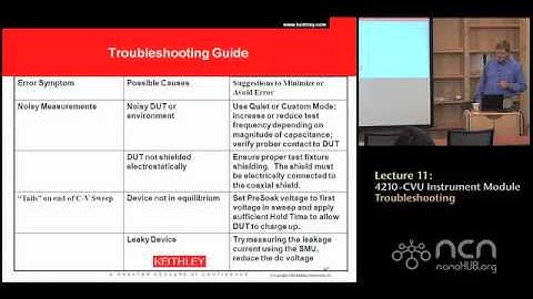 Keithley 4200-SCS Lecture 11:  4210 CVU Instrument Module - Troubleshooting