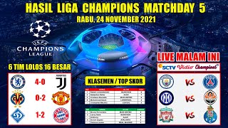 Hasil Liga Chdanions Tadi Malam  Chelsea Vs Juventus  Villarreal Vs Man United Ucl 2021 Matchday 5