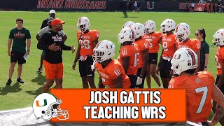 Josh Gattis Instructing Wide Receivers in Blocking Drill | Frank Ladson & Brashard Smith