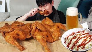 Crispy fried chicken! And beer MUKBANG REALSOUND ASMR EATINGSHOW