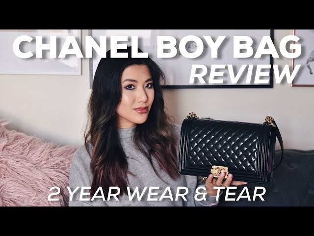 CHANEL BOY BAG REVIEW: WHAT FITS + COMPARISON + 2 YEAR WEAR & TEAR (NEW  MEDIUM) 