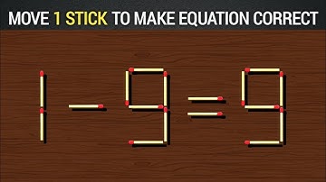 Turn the wrong equation into correct | Matchstick puzzle 1-9=9 | Quiz Master
