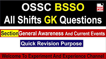 OSSC BSSO All Shifts Questions | #ossc | #osscexam | #ossscgk