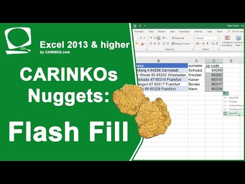 Flash Fill in Microsoft Excel Version 2013 and higher - CARINKOs nuggets - carinko.com