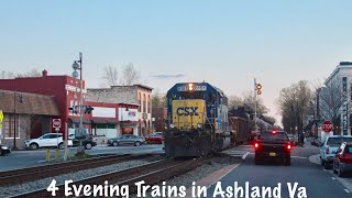 [Rare YN2 GP40!] 4 Evening Trains in Ashland VA (CSX + Amtrak) 4-9-18