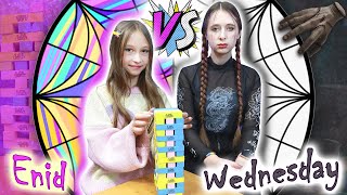 Wednesday Addams vs Enid играют в Дженгу LOL на желание