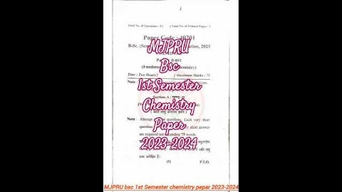MJPRU bsc 1st Semester chemistry pepar 2023-2024