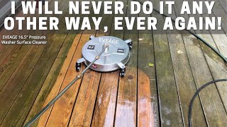 Review of the EVEAGE 16.5' Pressure Washer Surface Cleaner and Demonstration on Concrete & Deck