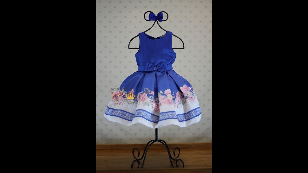 vestido infantil de festa azul royal