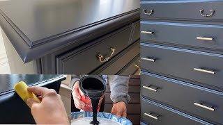 Painting Furniture Black | NEW TECHNIQUE 😲 for Streak Free Finish | Beginner 👌 | Furniture Flip