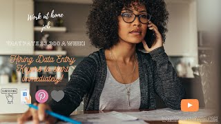 Work at home Job paying $3,300 + a week!  Data Entry Job Hiring Now!