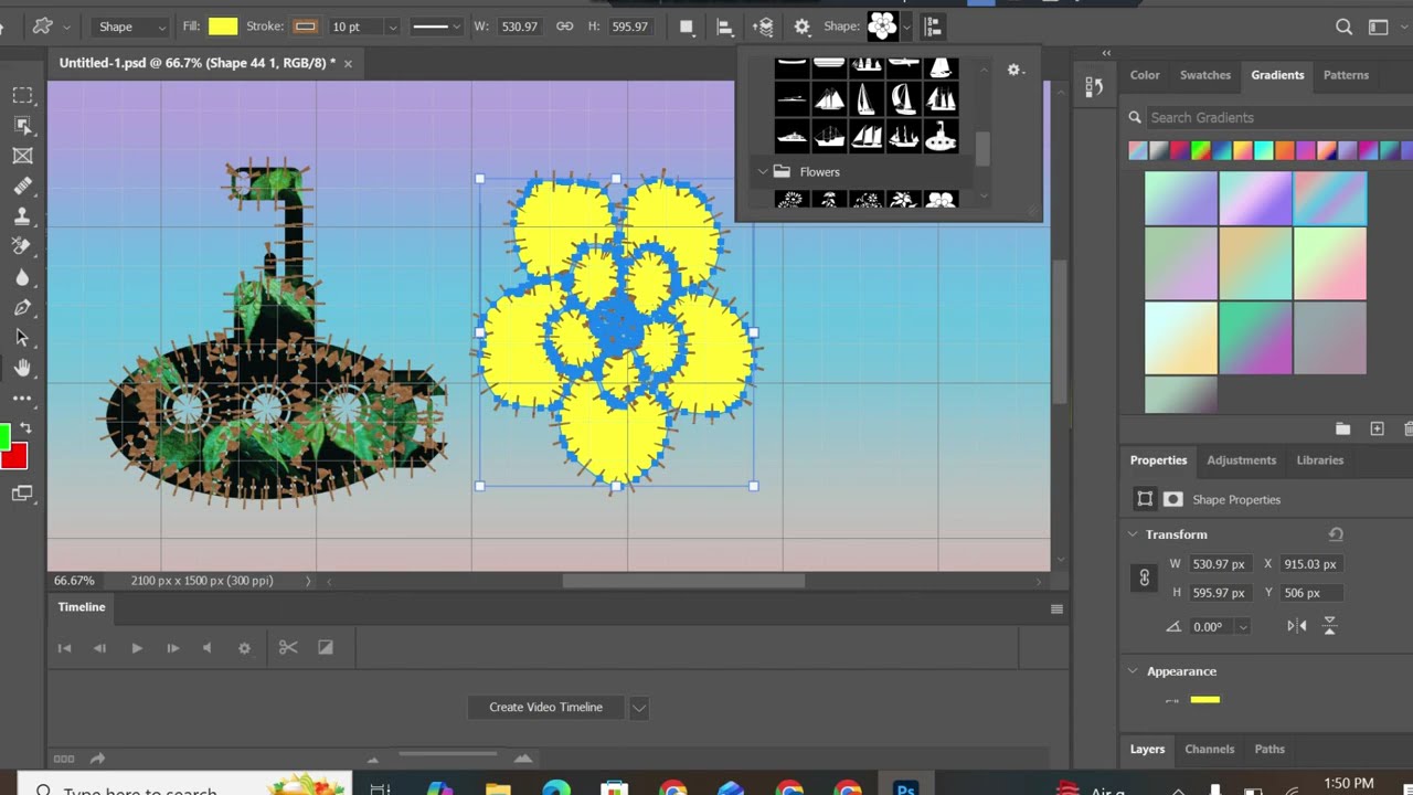 How to Make Geometric Designs Using Shape Tools in Adobe Photoshop for Beginners
