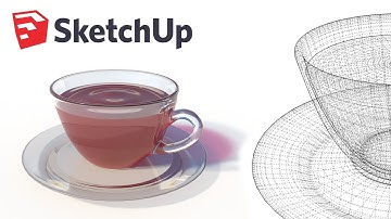 Modeling a glass cup and a plate  - Sketchup Tutorial timelapse