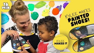 Kylee Makes Painted Shoes | Kids Art Video | Painted Solar System Planet Shoes | Lesson on Empathy
