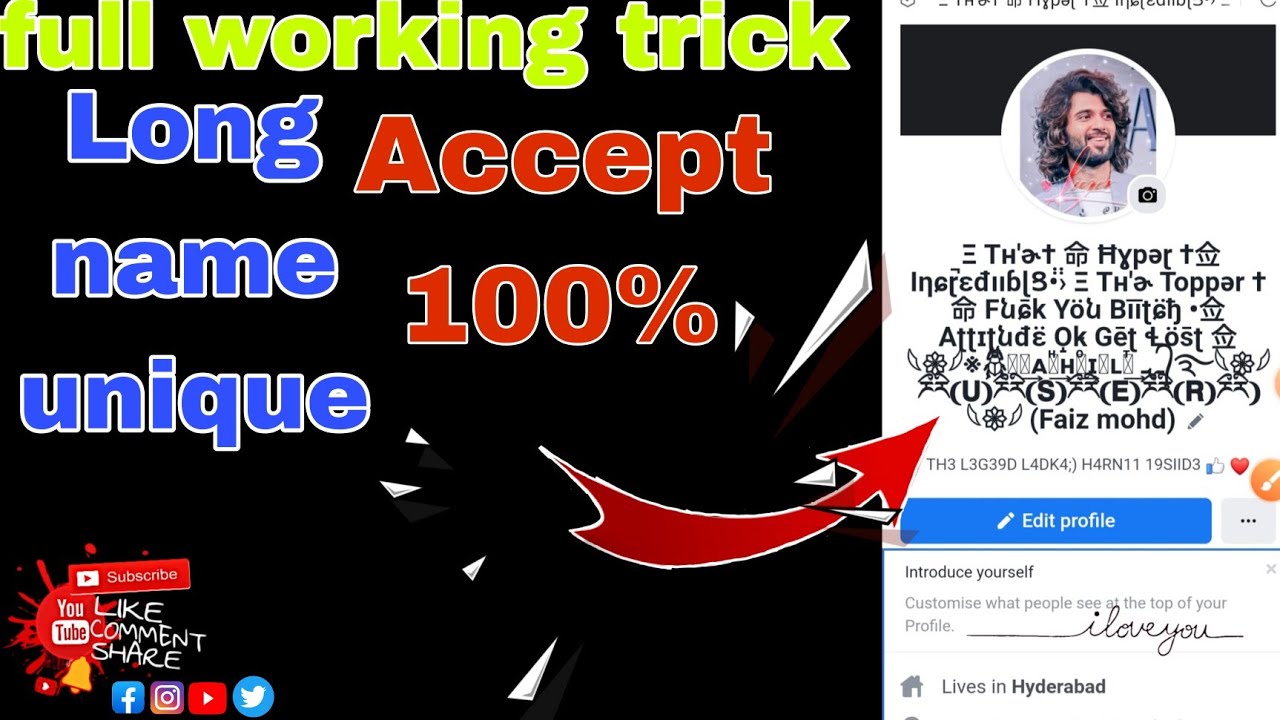 Create long unique facebook nameccount Without reject|how to make unique 