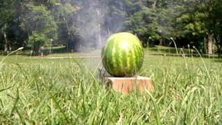 ARTILLERY SHELL VS. WATERMELON, IN SLOW MOTION!