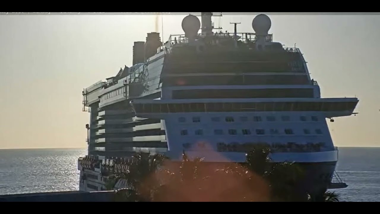 Cruise ships American Pioneer & Celebrity Silhouette depart Key West docks at 1700 05jan2026