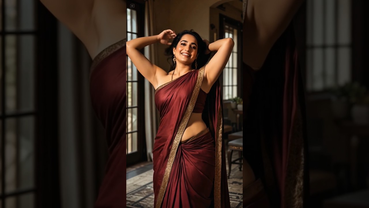 "Super Hot in a Maroon Saree – She’s Setting the Screen on Fire! 🔥 