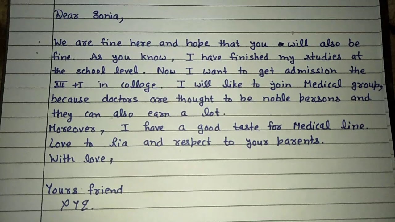 Letter to your friend telling him what you wish to do after completing  studies at school in English
