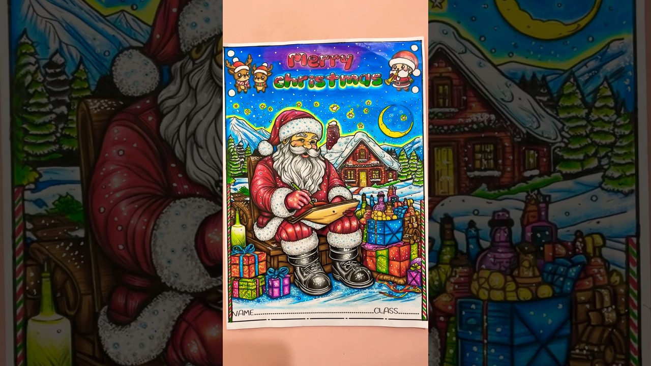ระบายสีวันคริสต์มาสกัน #christmas #merrychristmas #labarts #ต้นคริสต์มาส #santaclaus #ระบายสี