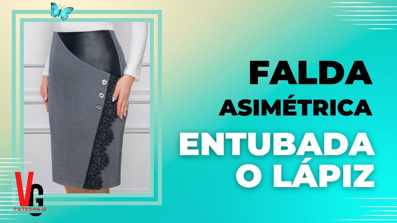 Cómo hacer el patrón de una falda asimétrica entubada o lápiz paso a paso