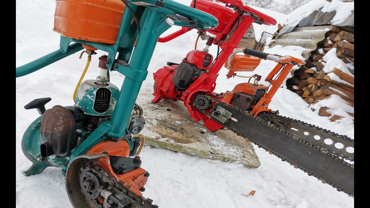 ДИНОЗАВРЫ ИЗ СССР.БЕНЗОПИЛЫ ДРУЖБА-4 И УРАЛ ЭЛЕКТРОН. ЗАПУСК НА МОРОЗЕ ...