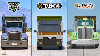 GTA 5 GARBAGE TRUCK VS TEARDOWN GARBAGE TRUCK VS BEAMNG GARBAGE TRUCK- WHICH IS BEST?