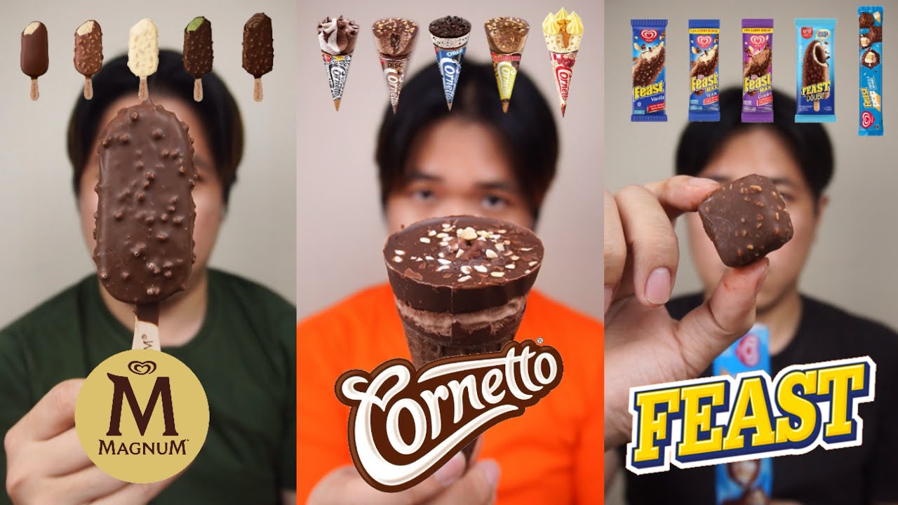 KOMPILASI MUKBANG BERBAGAI MACAM ES KRIM WALLS MAGNUM, CORNETTO, DAN FEAST