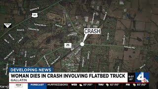 Woman dies in crash involving flatbed truck in Gallatin