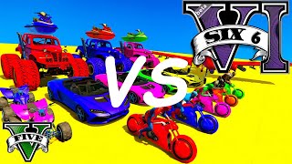GTA 6 vs GTA 5 Spiderman Crazy Car Racing! With Super Cars, Motorcycle! Epic Stunt Map Challenge