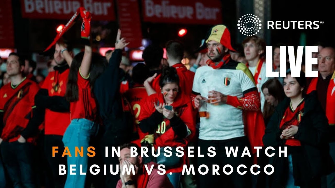 LIVE: Fans in Brussels watch Belgium versus Morocco 