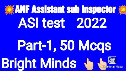 👆🏻👆🏻👆🏻💥ANF Assistant sub inspector Test 💥2022, part-1 Bright Minds