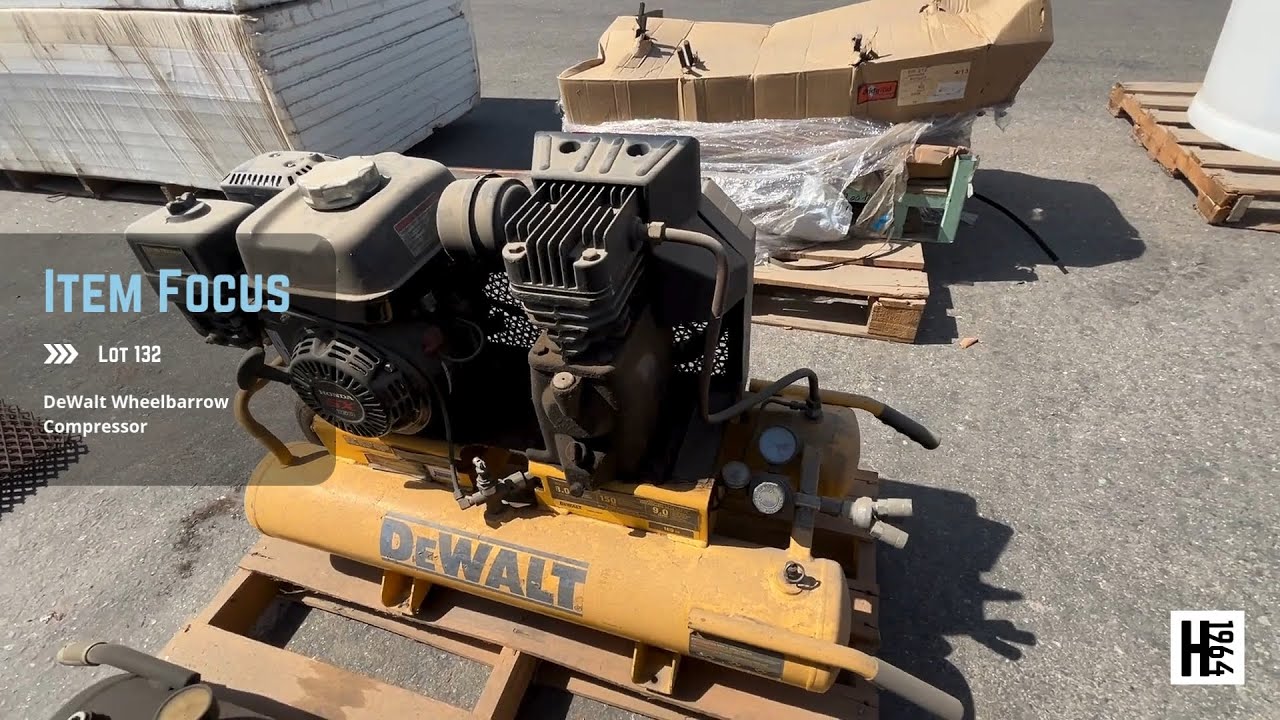 Business Liquidation Auction! Bid on Lot 132: DeWalt Wheelbarrow Compressor.