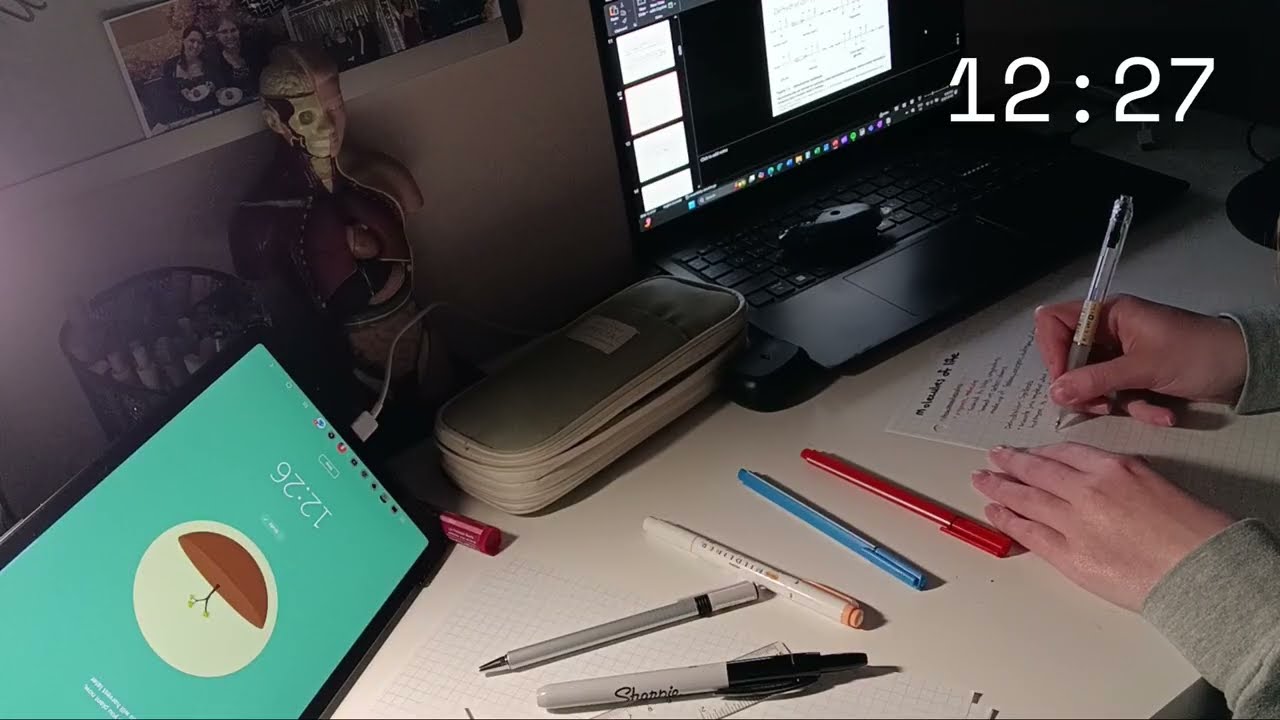 Late Night Study With Me: 45/10 Pomodoro Timer - Writing ASMR
