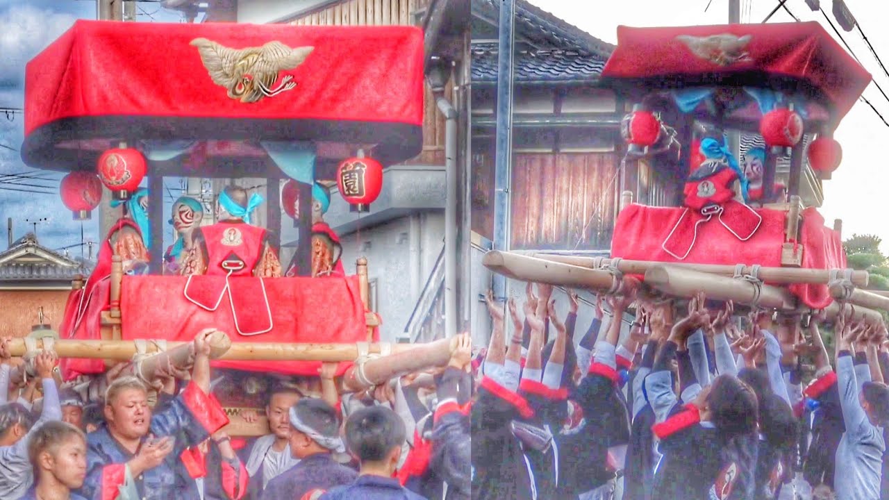 御坊祭 2023 本祭 東薗組 出発~八幡筋 入り 四つ太鼓(太鼓台) ·屋台·幟 2023.10.05 和歌山県御坊市 小竹八幡神社 秋祭り