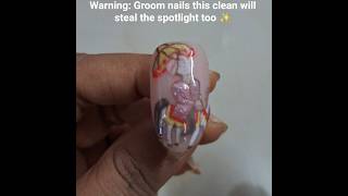 Warning:Groom nails this clean will steal the spotlight too✨Book your wedding nail session now💍#nail