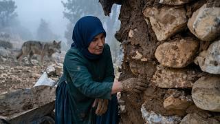Mud Plastering Grandma's Mountain Toilet Before Winter| Surviving Freezing Night & Howling Wolves 🐺🔥