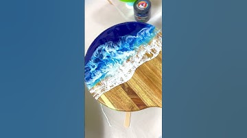 How to Create Resin Waves On Wood!! #resin #arttutorials #shorts