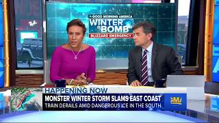 Train Derails In Icy Weather From Southeast Snowstorm