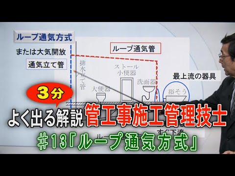 ♯13【ループ通気方式】ループ通気管は、誤りの選択肢としての出題頻度が高いので要注意!【よく出る解説 管工事施工管理技士/日建学院