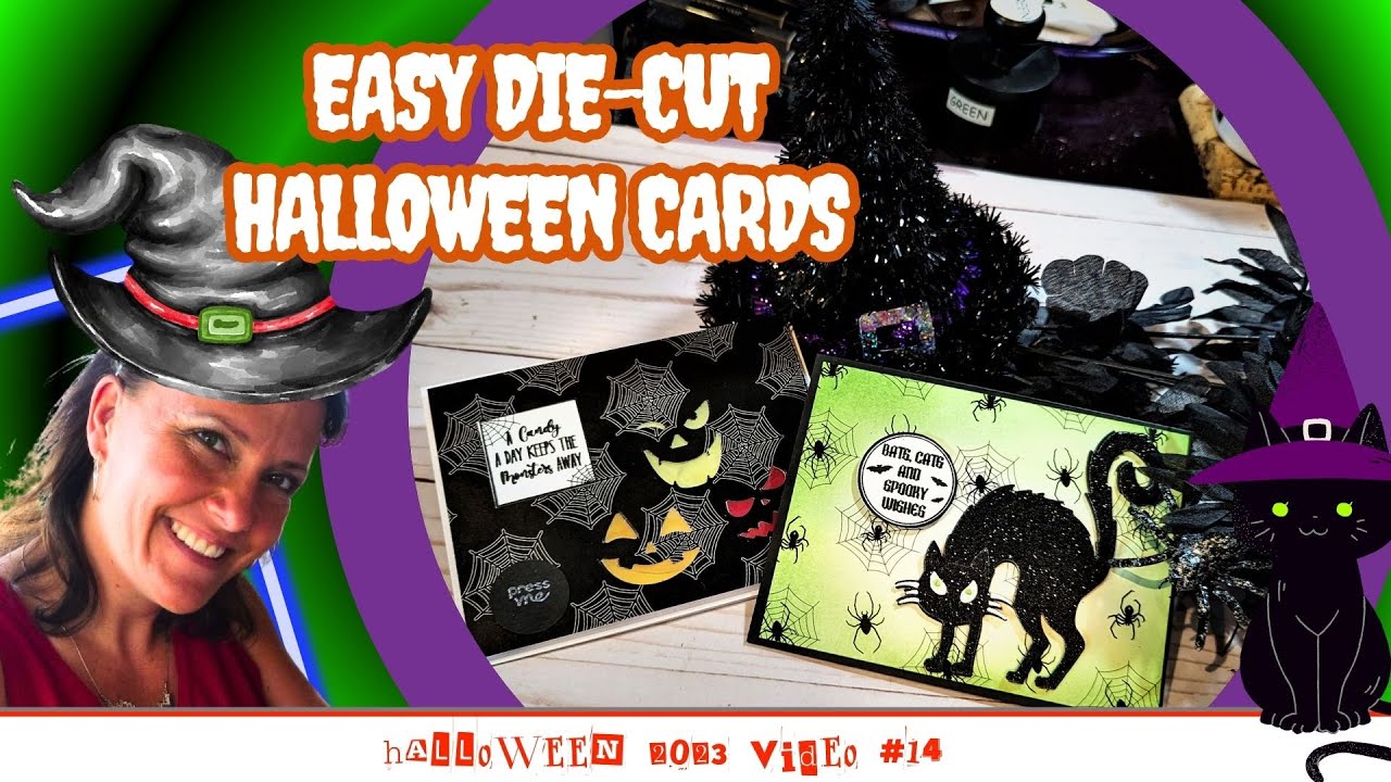 Easy Die Cut Halloween Cards... and ONE LIGHTS UP!  featuring Scrappy Tails Crafts