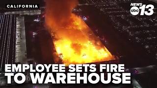 Employee sets fire to paper goods warehouse in California and later arrested