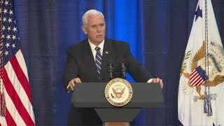 Vice President Mike Pence talks border security at Coast Guard Base Portsmouth