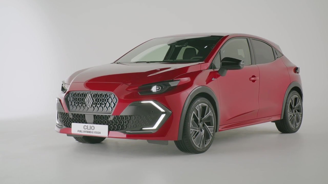 The new Renault Clio full hybrid E-Tech Esprit Alpine Design Preview in Absolute Red