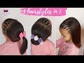 3 PEINADOS CON LIGAS Y CHONGO PARA NIÑAS CABELLO CORTO | Toddler hairstyle with elastics headband