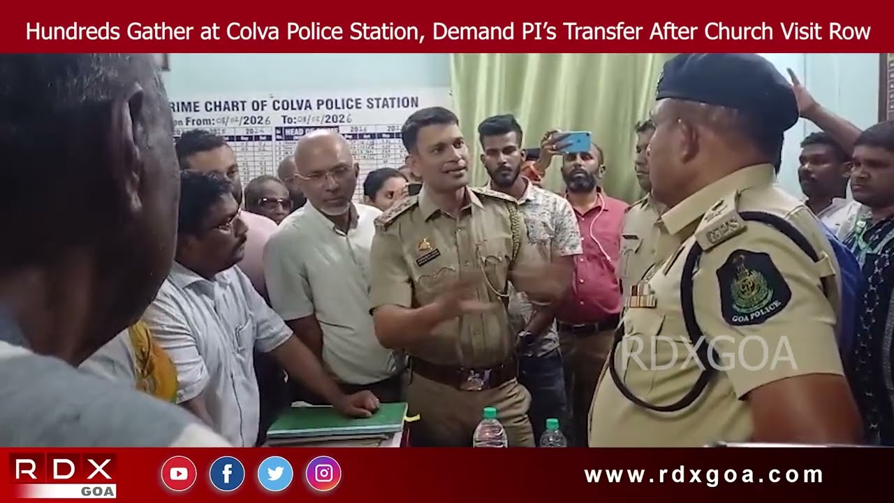 Hundreds Gather at Colva Police Station, Demand PI’s Transfer After Church Visit Row