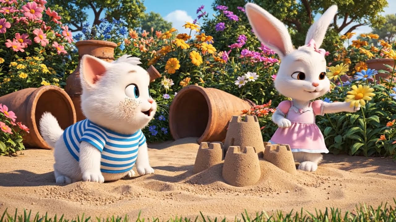 Sandcastle Building & Straw House Craft — Mup Cat, Kiko and Lily’s Creative Day